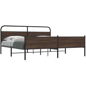 BONNEVIE Double bed,Adult bed,Metal Bed Frame without Mattress Brown Oak 180x200 cm Super King VSVS885375 BONNEVIE Double bed,Adult bed,Metal Bed Frame without Mattress Brown Oak 180x200 cm Super King VSVS885375