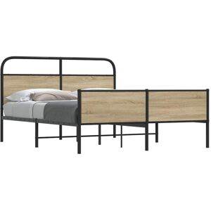 BONNEVIE Double bed,Adult bed,Metal Bed Frame without Mattress Smoked Oak 160x200 cm VSVS172107 BONNEVIE Double bed,Adult bed,Metal Bed Frame without Mattress Smoked Oak 160x200 cm VSVS172107