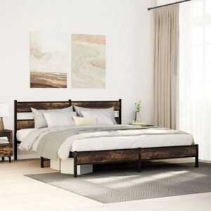 BONNEVIE Double bed,Adult bed,Metal Bed Frame without Mattress Smoked Oak 180x200 cm Super King VSVS473899 BONNEVIE Double bed,Adult bed,Metal Bed Frame without Mattress Smoked Oak 180x200 cm Super King VSVS473899