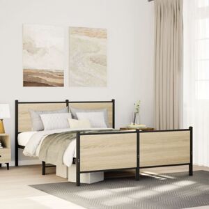 BONNEVIE Double bed,Adult bed,Metal Bed Frame without Mattress Sonoma Oak 160x200 cm VSVS508728 BONNEVIE Double bed,Adult bed,Metal Bed Frame without Mattress Sonoma Oak 160x200 cm VSVS508728