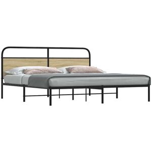 BONNEVIE Double bed,Adult bed,Metal Bed Frame without Mattress Sonoma Oak 180x200 cm Super King VSVS235258 BONNEVIE Double bed,Adult bed,Metal Bed Frame without Mattress Sonoma Oak 180x200 cm Super King VSVS235258