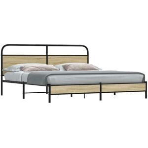 BONNEVIE Double bed,Adult bed,Metal Bed Frame without Mattress Sonoma Oak 180x200 cm Super King VSVS570549 BONNEVIE Double bed,Adult bed,Metal Bed Frame without Mattress Sonoma Oak 180x200 cm Super King VSVS570549
