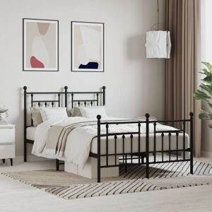 BONNEVIE Double bed,Adult bed,Metal Bed Frame without Mattress with Footboard Black 120x200cm VSVS231412 BONNEVIE Double bed,Adult bed,Metal Bed Frame without Mattress with Footboard Black 120x200cm VSVS231412