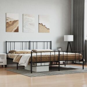 BONNEVIE Double bed,Adult bed,Metal Bed Frame without Mattress with Footboard Black 180x200cm VSVS945526 BONNEVIE Double bed,Adult bed,Metal Bed Frame without Mattress with Footboard Black 180x200cm VSVS945526