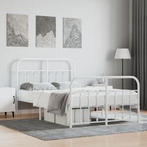BONNEVIE Double bed,Adult bed,Metal Bed Frame without Mattress with Footboard White 120x200cm VSVS996101 BONNEVIE Double bed,Adult bed,Metal Bed Frame without Mattress with Footboard White 120x200cm VSVS996101