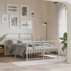 BONNEVIE Double bed,Adult bed,Metal Bed Frame without Mattress with Footboard White 140x200cm VSVS829283 BONNEVIE Double bed,Adult bed,Metal Bed Frame without Mattress with Footboard White 140x200cm VSVS829283