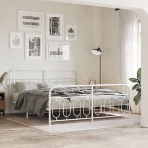 BONNEVIE Double bed,Adult bed,Metal Bed Frame without Mattress with Footboard White 180x200cm VSVS606101 BONNEVIE Double bed,Adult bed,Metal Bed Frame without Mattress with Footboard White 180x200cm VSVS606101