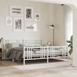 BONNEVIE Double bed,Adult bed,Metal Bed Frame without Mattress with Footboard White 180x200cm VSVS648781 BONNEVIE Double bed,Adult bed,Metal Bed Frame without Mattress with Footboard White 180x200cm VSVS648781