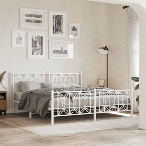 BONNEVIE Double bed,Adult bed,Metal Bed Frame without Mattress with Footboard White 180x200cm VSVS833614 BONNEVIE Double bed,Adult bed,Metal Bed Frame without Mattress with Footboard White 180x200cm VSVS833614