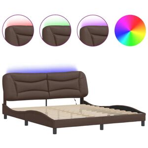 BONNEVIE Double bed,Bed Frame with LED without Mattress "Hvar" Brown 180x200 cm CFW16088 BONNEVIE Double bed,Bed Frame with LED without Mattress "Hvar" Brown 180x200 cm CFW16088