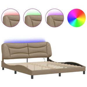 BONNEVIE Double bed,Bed Frame with LED without Mattress "Hvar" Cappuccino 180x200 cm CFW84960 BONNEVIE Double bed,Bed Frame with LED without Mattress "Hvar" Cappuccino 180x200 cm CFW84960