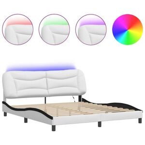 BONNEVIE Double bed,Bed Frame with LED without Mattress "Hvar" White and Black 180x200 cm CFW21432 BONNEVIE Double bed,Bed Frame with LED without Mattress "Hvar" White and Black 180x200 cm CFW21432