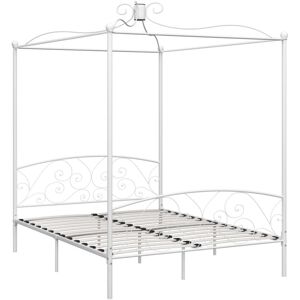 BONNEVIE Double bed,Bed Frame without Mattress with Canopy White 160x200 cm Metal CFW86077 BONNEVIE Double bed,Bed Frame without Mattress with Canopy White 160x200 cm Metal CFW86077