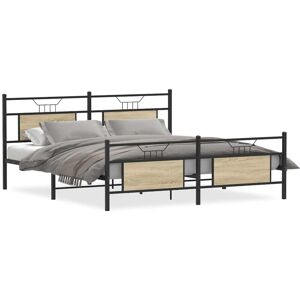 BONNEVIE Double bed,Metal Bed Frame without Mattress Sonoma Oak 180x200 cm Super King CFW53671 CFW53671 BONNEVIE Double bed,Metal Bed Frame without Mattress Sonoma Oak 180x200 cm Super King CFW53671 CFW53671