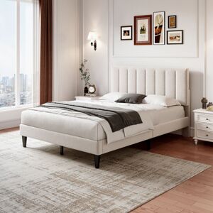 Abrihome - Double Upholstered Velvet Bed Frame, with Adjustable Channel Tufted Headboard, Velvet Platform Bed Frame with Solid Wood Slat and Mute Abrihome - Double Upholstered Velvet Bed Frame, with Adjustable Channel Tufted Headboard, Velvet Platform Bed Frame with Solid Wood Slat and Mute