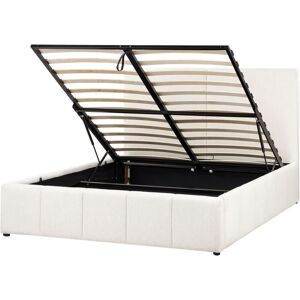 BELIANI Ottoman Bed Fabric CASTELNAVET 160 x 200 cm (EU King Size) Off-White BELIANI Ottoman Bed Fabric CASTELNAVET 160 x 200 cm (EU King Size) Off-White