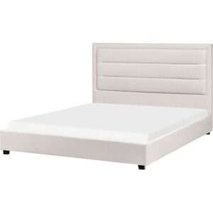 BELIANI Fabric Bed with a Headboard eu King Size 5ft3 Upholstered Light Beige Rouen BELIANI Fabric Bed with a Headboard eu King Size 5ft3 Upholstered Light Beige Rouen