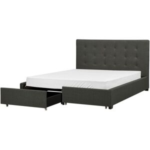 BELIANI Bed with Storage Drawers Fabric LA ROCHELLE 160 x 200 cm (EU King Size) Dark Grey BELIANI Bed with Storage Drawers Fabric LA ROCHELLE 160 x 200 cm (EU King Size) Dark Grey