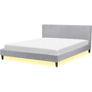 Beliani Super King Size Bed - LED Grey Fabric - Modern Beliani Super King Size Bed - LED Grey Fabric - Modern