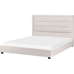 BELIANI Fabric Waterbed with a Headboard eu King Size 5ft3 Upholstered Light Beige Rouen BELIANI Fabric Waterbed with a Headboard eu King Size 5ft3 Upholstered Light Beige Rouen