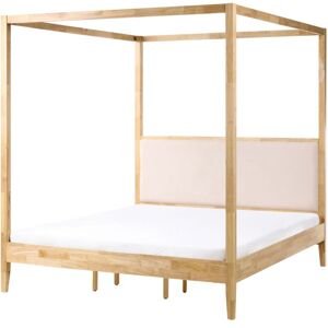 BELIANI Four Poster Bed Wood HAILLICOURT 160 x 200 cm (EU King Size) Light Brown BELIANI Four Poster Bed Wood HAILLICOURT 160 x 200 cm (EU King Size) Light Brown