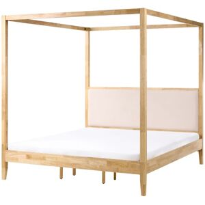 BELIANI Four Poster Bed Wood HAILLICOURT 180 x 200 cm (EU Super King) Light Brown BELIANI Four Poster Bed Wood HAILLICOURT 180 x 200 cm (EU Super King) Light Brown