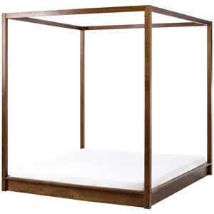 BELIANI Four Poster Bed Wood HERLIERE 160 x 200 cm (EU King Size) Dark Brown BELIANI Four Poster Bed Wood HERLIERE 160 x 200 cm (EU King Size) Dark Brown