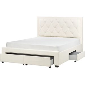 Beliani Storage Bed Cream Velvet EU King Size - Storage Bed Beliani Storage Bed Cream Velvet EU King Size - Storage Bed