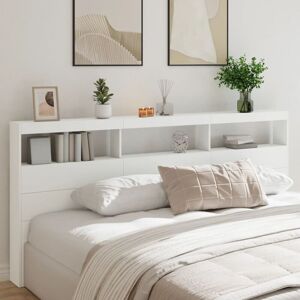 Headboard Cabinet with LED White 220x17x102 cm vidaXL Headboard Cabinet with LED White 220x17x102 cm vidaXL
