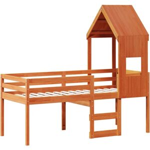 High Sleeper Bed without Mattress Wax Brown 90x190 cm Single Solid Wood Pine Vidaxl High Sleeper Bed without Mattress Wax Brown 90x190 cm Single Solid Wood Pine Vidaxl