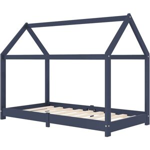 vidaXL Kids Bed Grey Pine Wood 70x140cm - Kids Bed vidaXL Kids Bed Grey Pine Wood 70x140cm - Kids Bed