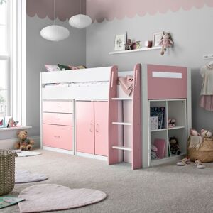 BEDMASTER Lacy Pink Storage Mid Sleeper Bed And Memory Foam Mattress BEDMASTER Lacy Pink Storage Mid Sleeper Bed And Memory Foam Mattress