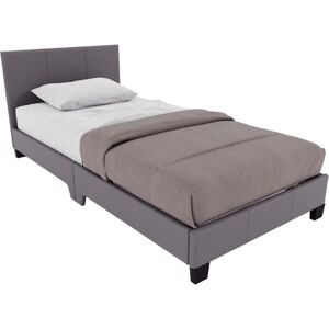 HOME DISCOUNT Lisbon 3ft Single Faux Leather Bed Frame, Grey, 190 x 90 cm HOME DISCOUNT Lisbon 3ft Single Faux Leather Bed Frame, Grey, 190 x 90 cm