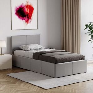HOME DISCOUNT Lisbon 3ft Single Faux Leather Ottoman Bed Frame, 90 x 190 cm, Grey HOME DISCOUNT Lisbon 3ft Single Faux Leather Ottoman Bed Frame, 90 x 190 cm, Grey