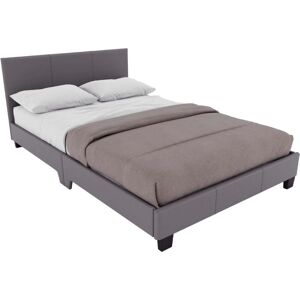 Home Discount - Lisbon 4ft Small Double Faux Leather Bed Frame, Grey, 190 x 120 cm Home Discount - Lisbon 4ft Small Double Faux Leather Bed Frame, Grey, 190 x 120 cm