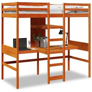 Vidaxl - Loft Bed Frame with Desk and Shelves Wax Brown 90x200cm Solid Wood Pine Vidaxl - Loft Bed Frame with Desk and Shelves Wax Brown 90x200cm Solid Wood Pine