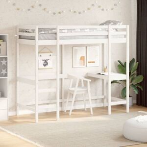 vidaXL 842855 White Pine Wood Loft Bed - Bed vidaXL 842855 White Pine Wood Loft Bed - Bed