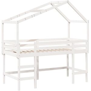 Loft Bed with Ladder and Roof without Mattress White 90x200 cm vidaXL Loft Bed with Ladder and Roof without Mattress White 90x200 cm vidaXL