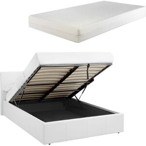 LUNA 4FT Small Double White Ottoman Storage Bed with Gas Lift & 15cm Thick Memory Foam Mattress LUNA 4FT Small Double White Ottoman Storage Bed with Gas Lift & 15cm Thick Memory Foam Mattress