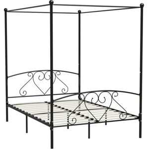 Bed Frame without Mattress with Canopy Black 140x200 cm Metal Vidaxl Bed Frame without Mattress with Canopy Black 140x200 cm Metal Vidaxl