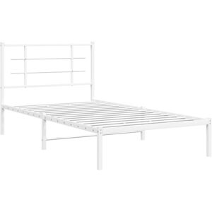 Metal Bed Frame without Mattress with Headboard White 100x190cm Vidaxl Metal Bed Frame without Mattress with Headboard White 100x190cm Vidaxl