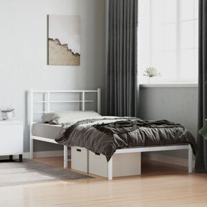 Metal Bed Frame without Mattress with Headboard White 107x203cm Vidaxl Metal Bed Frame without Mattress with Headboard White 107x203cm Vidaxl