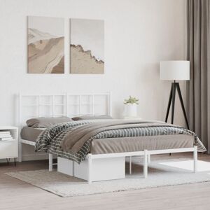 Metal Bed Frame without Mattress with Headboard White 135x190cm Vidaxl Metal Bed Frame without Mattress with Headboard White 135x190cm Vidaxl