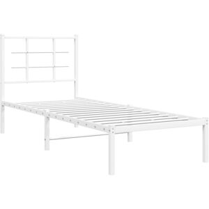 Metal Bed Frame without Mattress with Headboard White 75x190cm Vidaxl Metal Bed Frame without Mattress with Headboard White 75x190cm Vidaxl