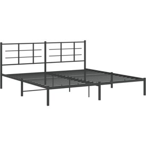 Metal Bed Frame without Mattress with Headboard Black 193x203cm Vidaxl Metal Bed Frame without Mattress with Headboard Black 193x203cm Vidaxl