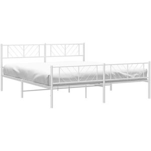 Metal Bed Frame without Mattress with Footboard White 193x203cm Vidaxl Metal Bed Frame without Mattress with Footboard White 193x203cm Vidaxl