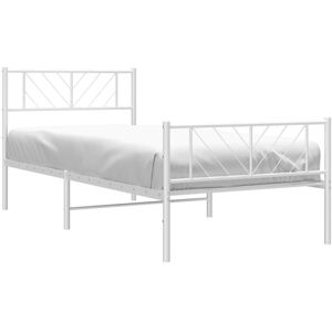 Metal Bed Frame without Mattress with Footboard White 75x190cm Vidaxl Metal Bed Frame without Mattress with Footboard White 75x190cm Vidaxl