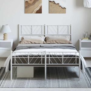 Metal Bed Frame without Mattress with Footboard White 135x190cm Vidaxl Metal Bed Frame without Mattress with Footboard White 135x190cm Vidaxl