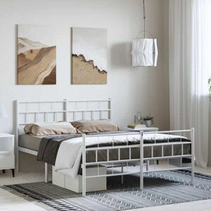 vidaXL Metal Bed Frame Double White 135x190cm - Bed Type vidaXL Metal Bed Frame Double White 135x190cm - Bed Type