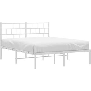 Metal Bed Frame without Mattress with Headboard White 140x190cm Vidaxl Metal Bed Frame without Mattress with Headboard White 140x190cm Vidaxl